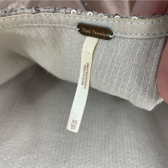 Free People Short Sleeve Drenched In Sequins Mini Dress Ombré Shift Drape Back - Picture 4 of 8